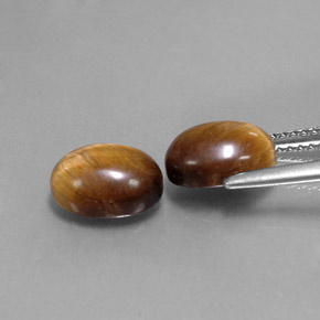 天然棕色Tiger's Eye，椭圆形切割，9×7毫米，不透明