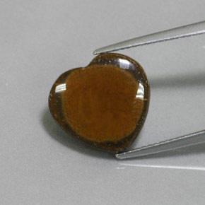 7.51克拉天然棕色Tiger's Eye，心形，14.4×13.6毫米，不透明