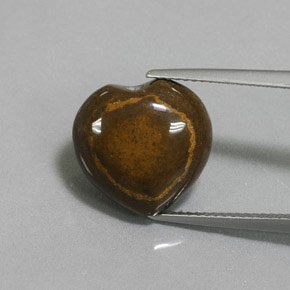 9.02克拉天然棕色Tiger's Eye，心形，13.6×13.2毫米，不透明