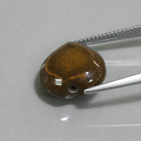 9.02克拉天然棕色Tiger's Eye，心形，13.6×13.2毫米，不透明