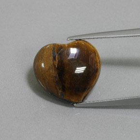 9.47克拉天然棕色Tiger's Eye，心形，14.3×13.1毫米，不透明