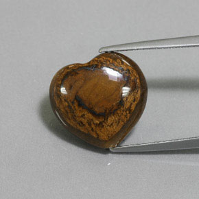 8.46克拉天然棕色Tiger's Eye，心形，14.2×13.4毫米，不透明