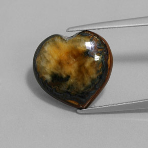 9.68克拉天然棕色Tiger's Eye，心形，14.3×13.8毫米，不透明
