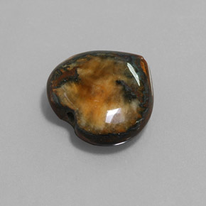 9.68克拉天然棕色Tiger's Eye，心形，14.3×13.8毫米，不透明