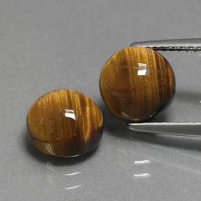 天然棕色Tiger's Eye，圆形切割，8.00毫米，不透明