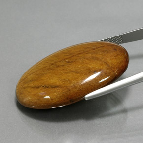 68.47克拉天然棕色Tiger's Eye，椭圆形切割，39.2×27.1毫米，不透明