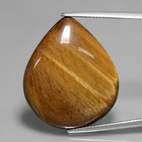 30.37克拉天然棕色Tiger's Eye，梨形，28.1×23.9毫米，不透明