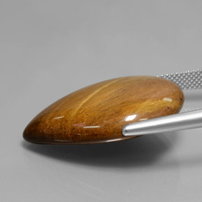 30.37克拉天然棕色Tiger's Eye，梨形，28.1×23.9毫米，不透明