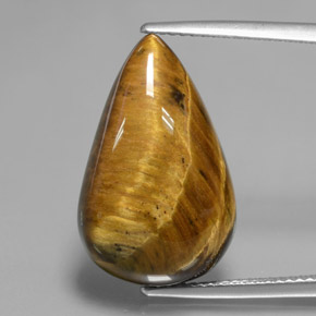 12.18克拉天然棕色Tiger's Eye，梨形，20.8×13.2毫米，不透明