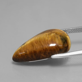 12.18克拉天然棕色Tiger's Eye，梨形，20.8×13.2毫米，不透明