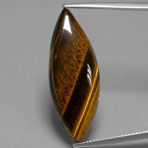 16.23克拉天然棕色Tiger's Eye，马眼形，31.4×11.8毫米，不透明