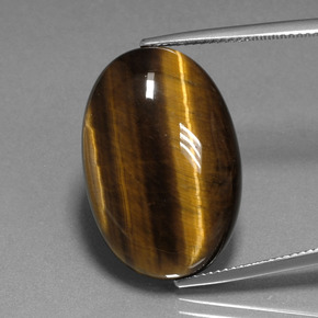 20.40克拉天然棕色Tiger's Eye，椭圆形切割，24.7×16.7毫米，不透明