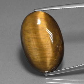 20.98克拉天然棕色Tiger's Eye，椭圆形切割，24.8×16.6毫米，不透明