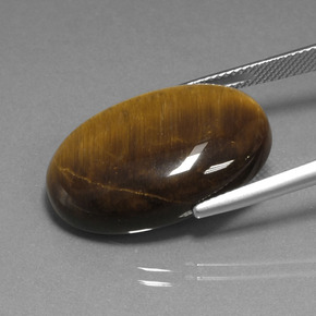 20.98克拉天然棕色Tiger's Eye，椭圆形切割，24.8×16.6毫米，不透明