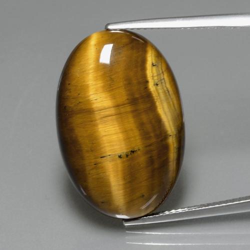 19.40克拉天然棕色Tiger's Eye，椭圆形切割，24.7×16.6毫米，不透明