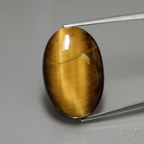 19.68ct 天然 中褐色 虎眼石, 椭圆形, 不透明