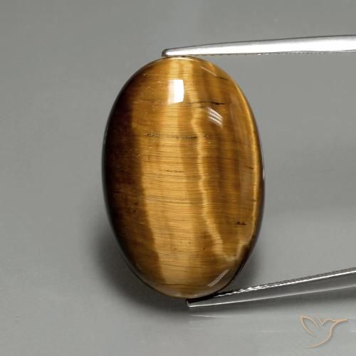 20.74ct 天然 中褐色 虎眼石, 椭圆形, 不透明