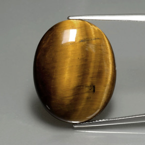 22.43克拉天然棕色Tiger's Eye，椭圆形切割，25.2×20.3毫米，不透明