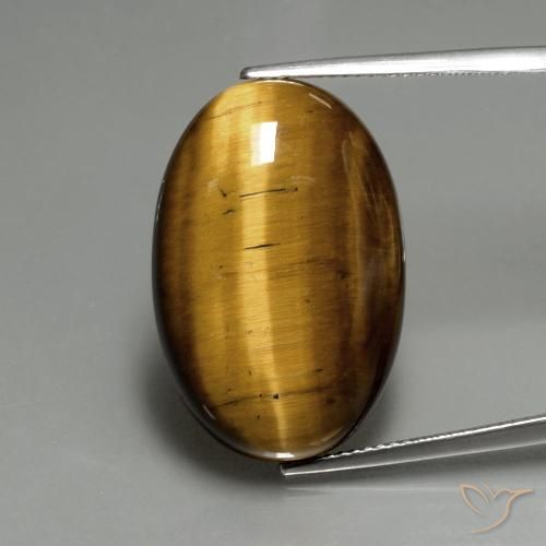 20.36ct 天然 金棕色 虎眼石, 椭圆形, 不透明