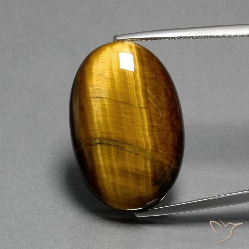 21.02ct 天然 中褐色 虎眼石, 椭圆形, 不透明