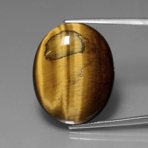 22.74克拉天然棕色Tiger's Eye，椭圆形切割，25.3×20.2毫米，不透明