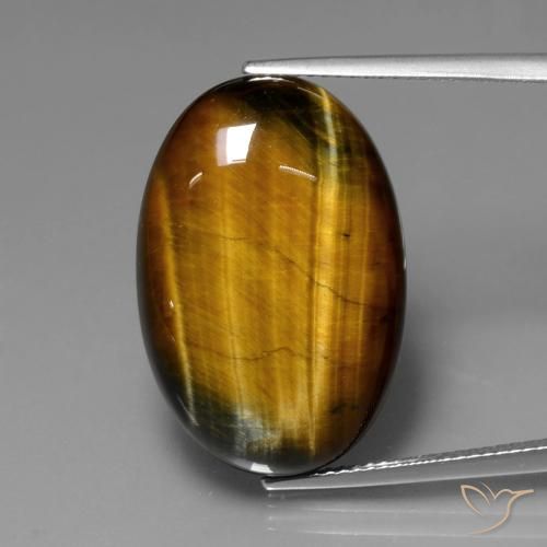20.61ct 天然 中褐色 虎眼石, 椭圆形, 不透明