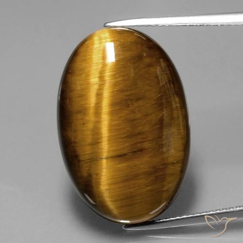 20.28ct 天然 暖棕 虎眼石, 椭圆形, 不透明