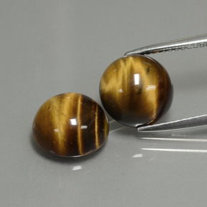 天然棕色Tiger's Eye，圆形切割，10.14毫米，不透明