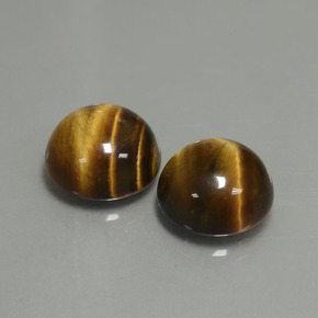 天然棕色Tiger's Eye，圆形切割，10.14毫米，不透明