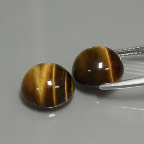 天然棕色Tiger's Eye，圆形切割，10.14毫米，不透明