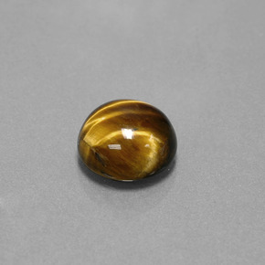 3.72克拉天然棕色Tiger's Eye，圆形切割，10.08毫米，不透明