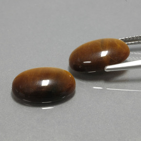 天然棕色Tiger's Eye，椭圆形切割，14×10毫米，不透明