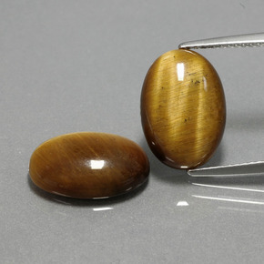 天然棕色Tiger's Eye，椭圆形切割，14×10毫米，不透明