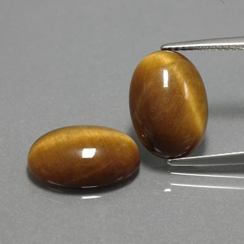 9.04天然棕色Tiger's Eye，椭圆形切割，14×10毫米，不透明