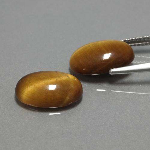 9.04天然棕色Tiger's Eye，椭圆形切割，14×10毫米，不透明