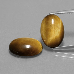 9.10天然棕色Tiger's Eye，椭圆形切割，14.1×10毫米，不透明