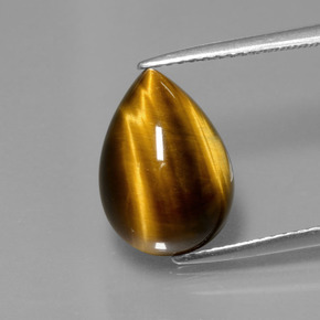 5.05克拉天然棕色Tiger's Eye，梨形，13.7×9.8毫米，不透明
