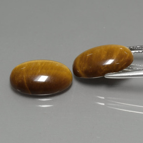天然棕色Tiger's Eye，椭圆形切割，14×10毫米，不透明
