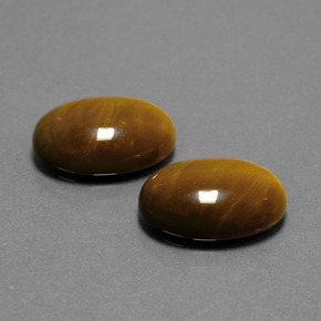 天然棕色Tiger's Eye，椭圆形切割，14×10毫米，不透明