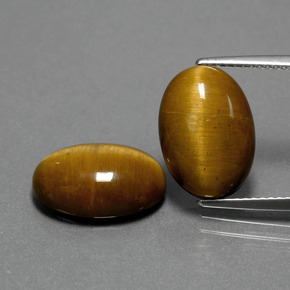 天然棕色Tiger's Eye，椭圆形切割，14×10毫米，不透明
