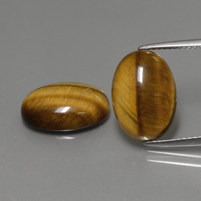 天然棕色Tiger's Eye，椭圆形切割，14×10毫米，不透明