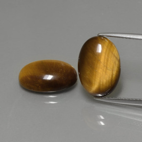 天然棕色Tiger's Eye，椭圆形切割，14×10毫米，不透明