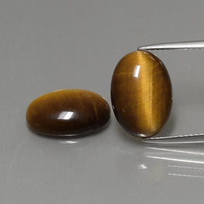 天然棕色Tiger's Eye，椭圆形切割，14×10毫米，不透明
