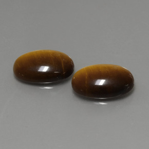 天然棕色Tiger's Eye，椭圆形切割，14×10毫米，不透明