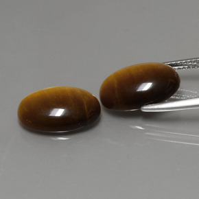 天然棕色Tiger's Eye，椭圆形切割，14×10毫米，不透明
