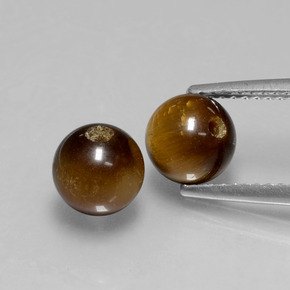 天然棕色Tiger's Eye，球形，6.51毫米，不透明