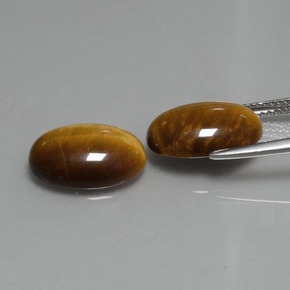 9.08天然棕色Tiger's Eye，椭圆形切割，14×10毫米，不透明