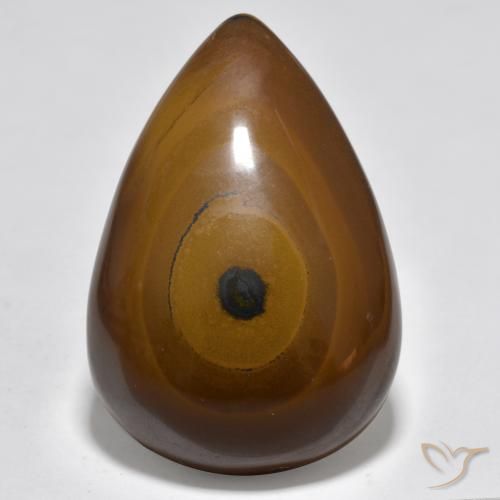 44.39ct 天然 中褐色 虎眼石, 梨形, 不透明