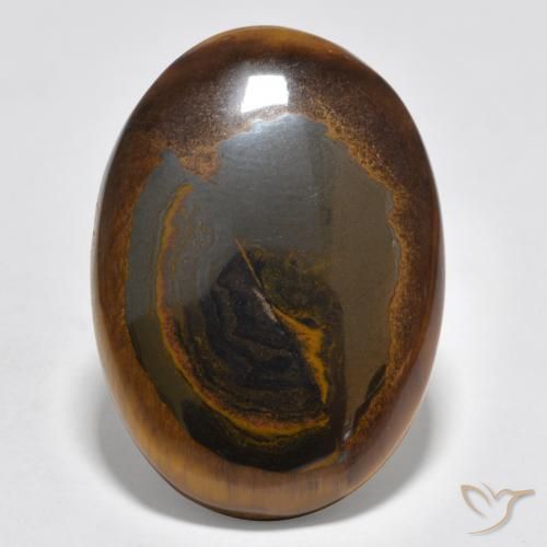 24.04ct 天然 中深棕色 虎眼石, 椭圆形, 不透明