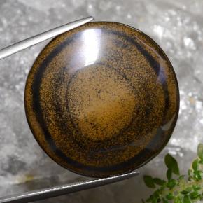 59.01克拉天然棕色Tiger's Eye，圆形切割，30.57毫米，不透明